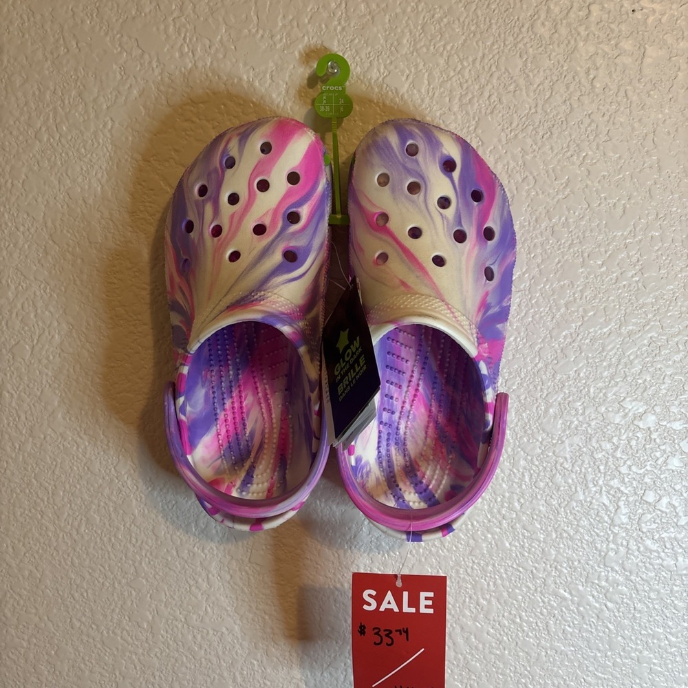 Crocs Kids J6‎ Classic Glow-In-The-Dark Marbled Clogs Multi Color